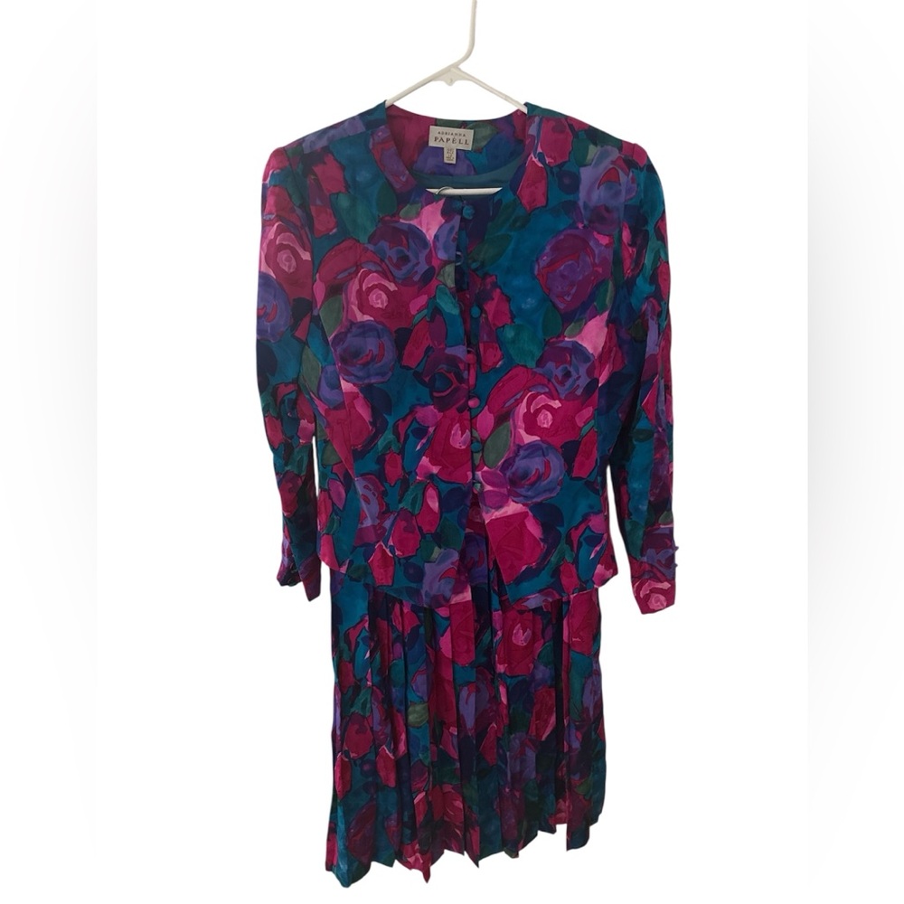 Adrianna Papell 2 Piece size 14 100% silk Vintage Dress